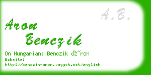 aron benczik business card